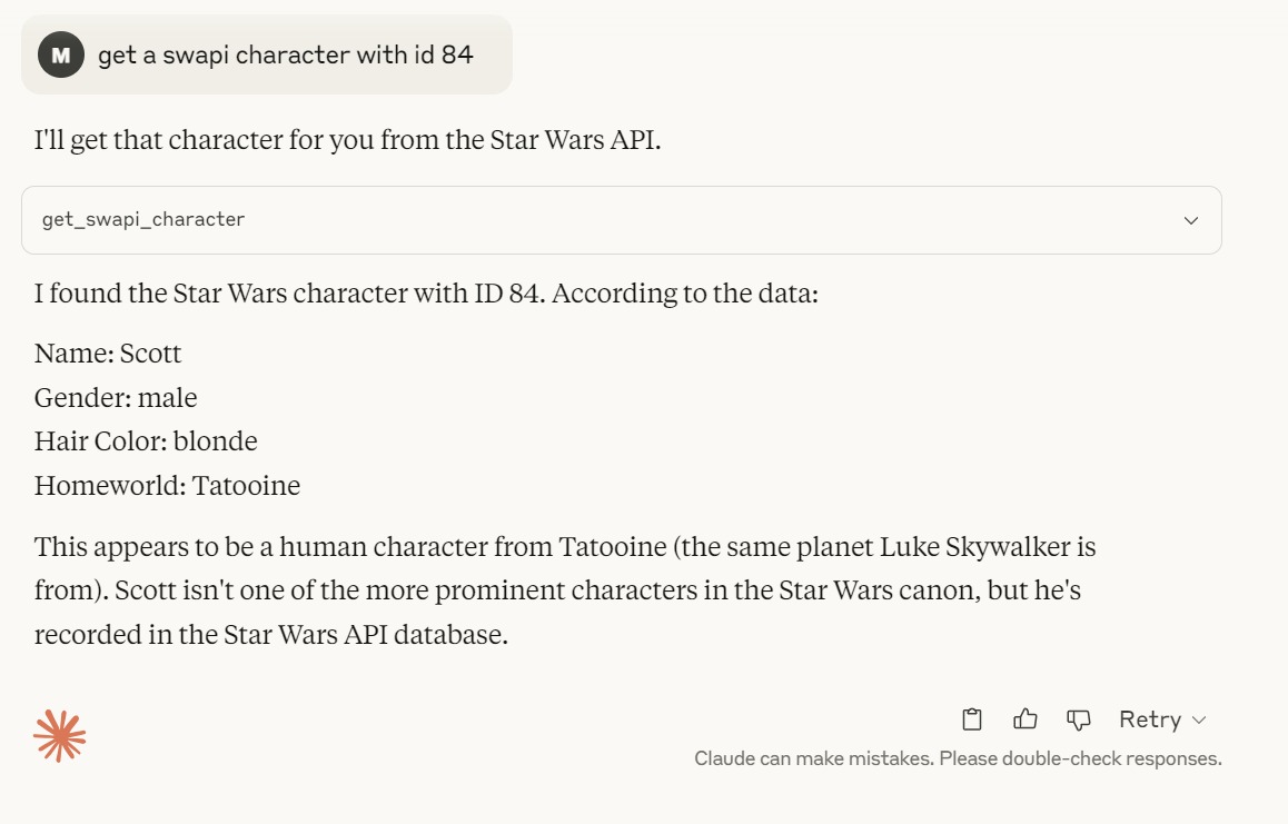 MCP swapi Luke