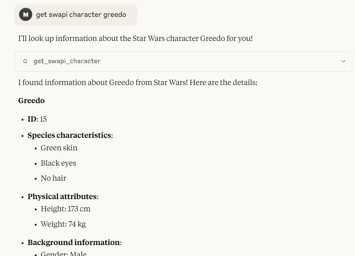 MCP swapi greedo